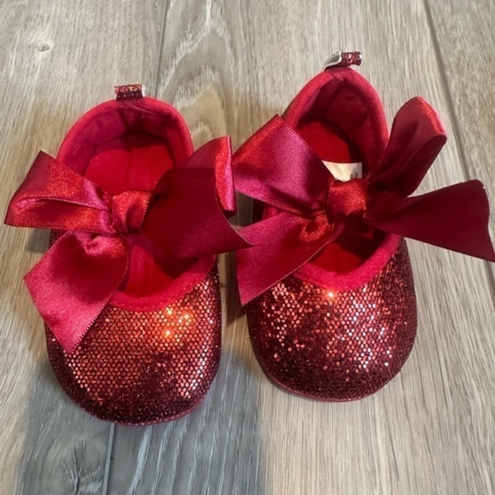 Red Sequin Baby Shoes with Bow